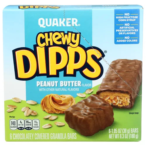 Quaker Peanut Butter Chewy Dipps (6 Bars) - Papaya Express