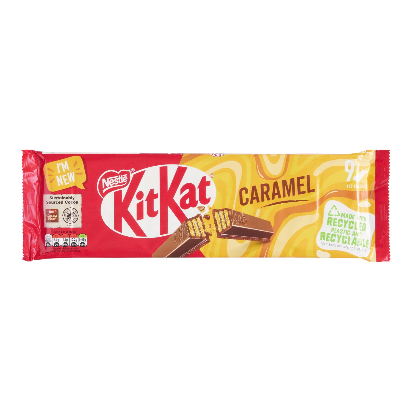 KitKat 2 Finger Caramel Chocolate Biscuit Bar Multipack (9 x 20.7g) - Papaya Express