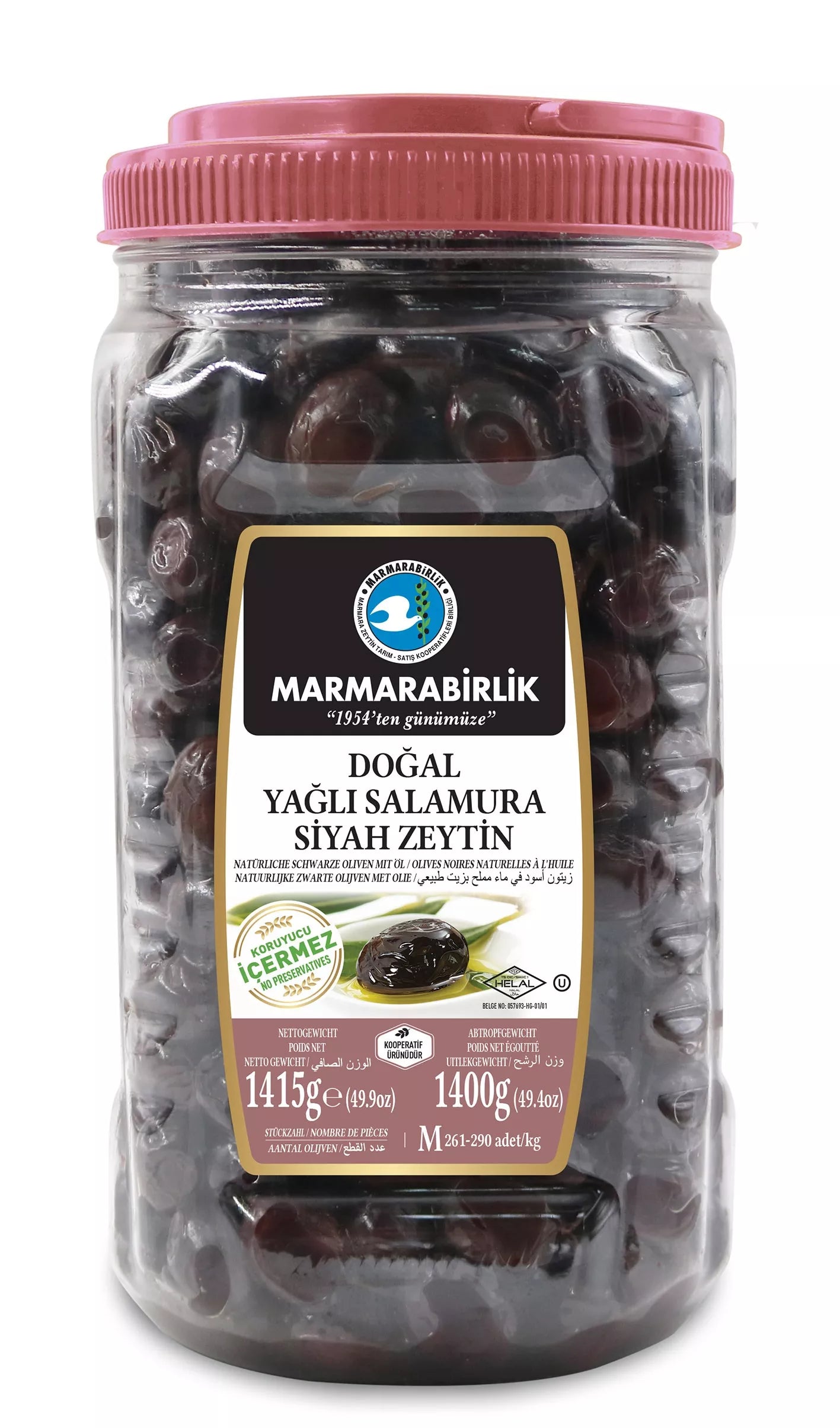MARMARABİRLİK NATURAL BLACK OLIVES WITH OIL (1400g) - Papaya Express
