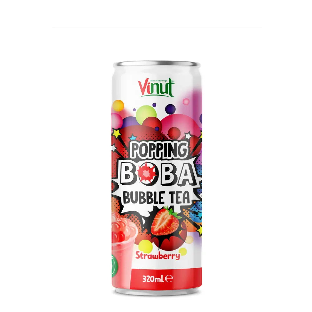 Vinut Popping Boba Bubble Tea Strawberry (320ml) - Papaya Express