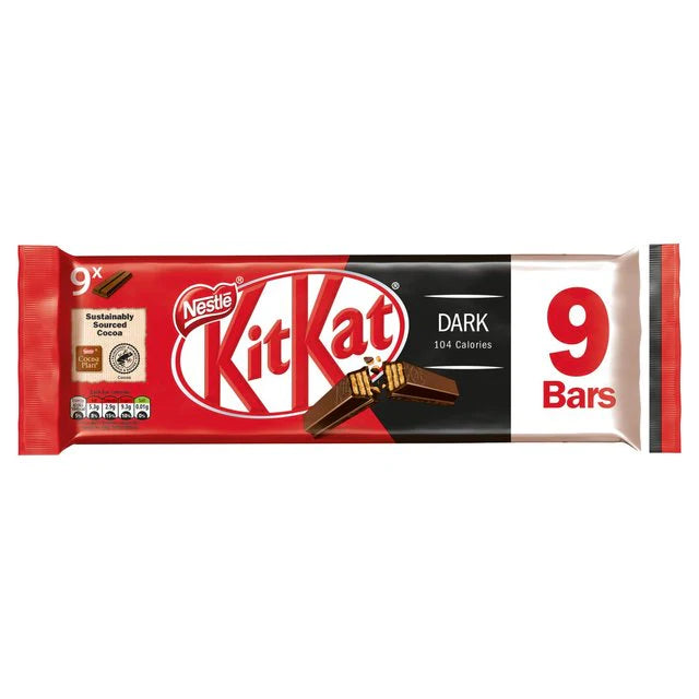 KitKat 2 Finger Dark Chocolate Biscuit Bar Multipack (9 x 20.7g) - Papaya Express