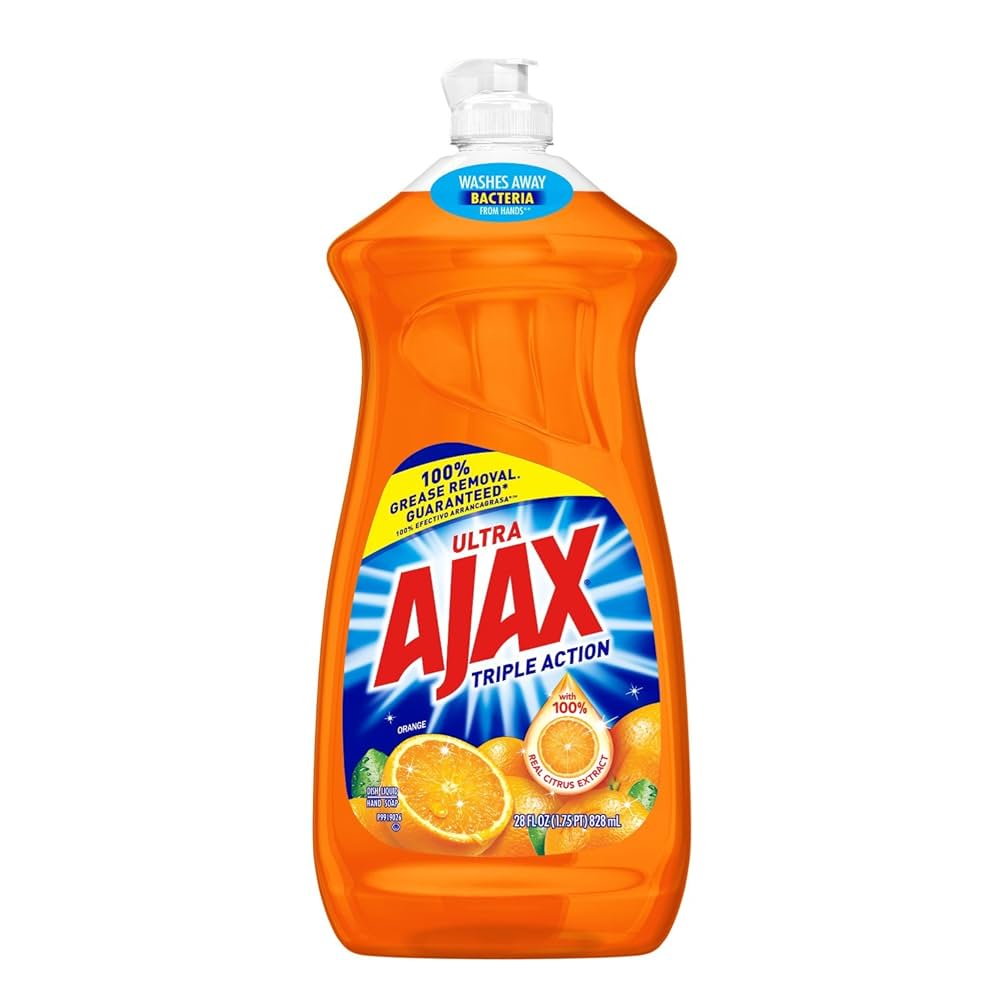 Ajax Ultra Dishwashing Liquid Dish Soap Super Degreaser with Orange Scent (28 oz) - Papaya Express
