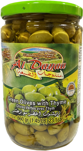 Al dayaa green olives w/ thyme (660g) - Papaya Express