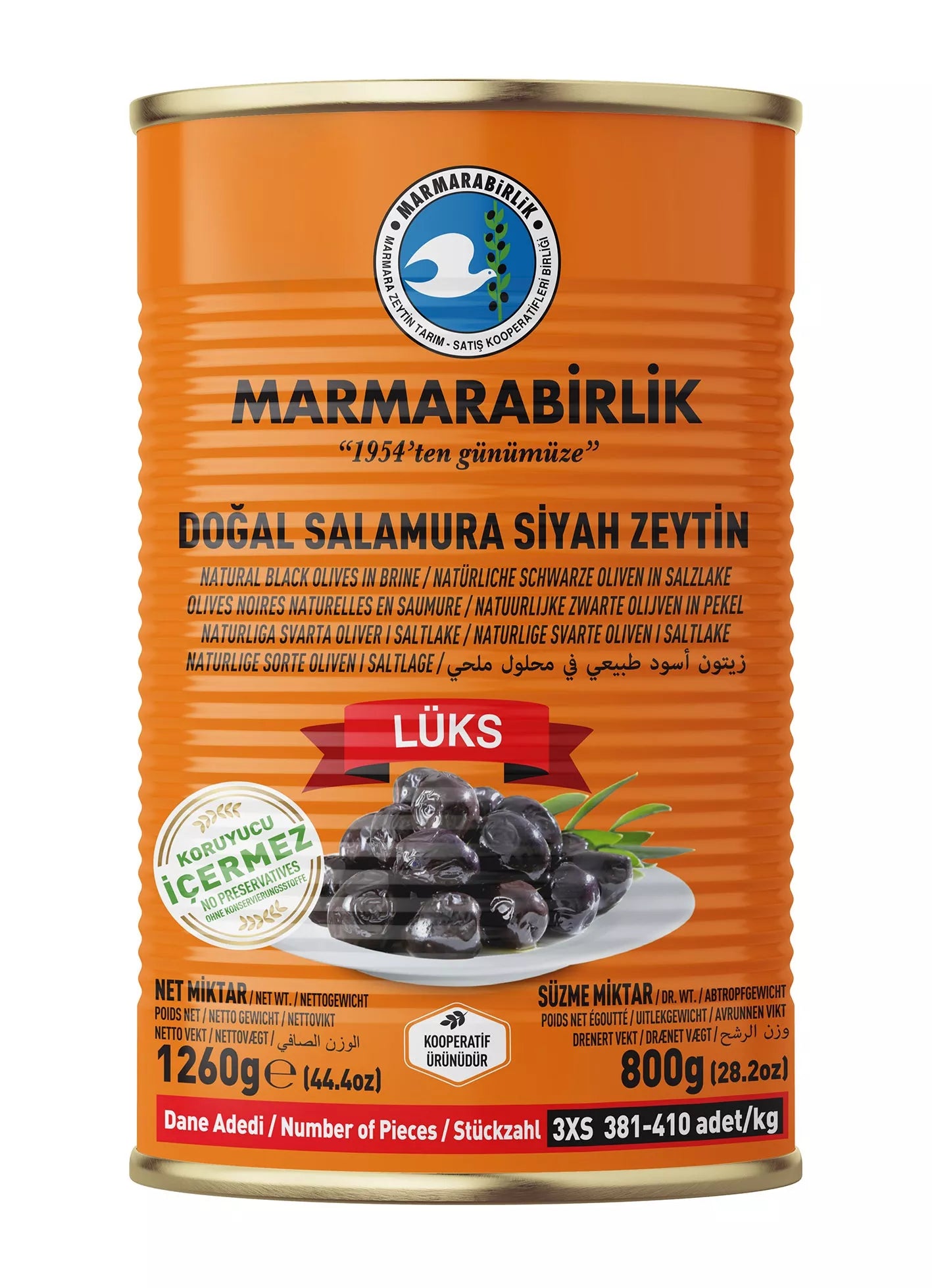 MARMARABİRLİK NATURAL BLACK OLIVES LUKS (800G) - Papaya Express