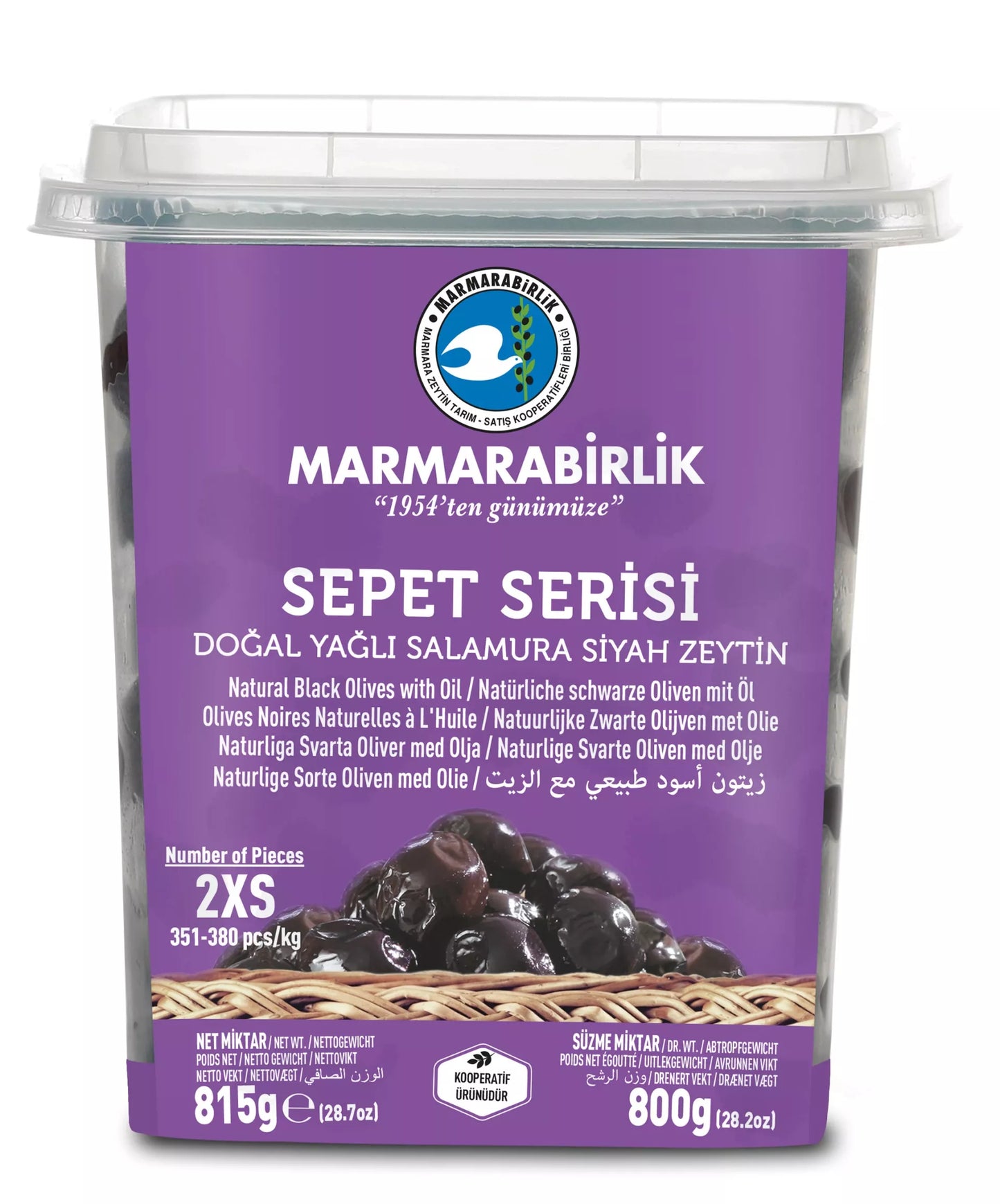 Marmarabirlik Natural Black Olives With Oil (800g) - Papaya Express