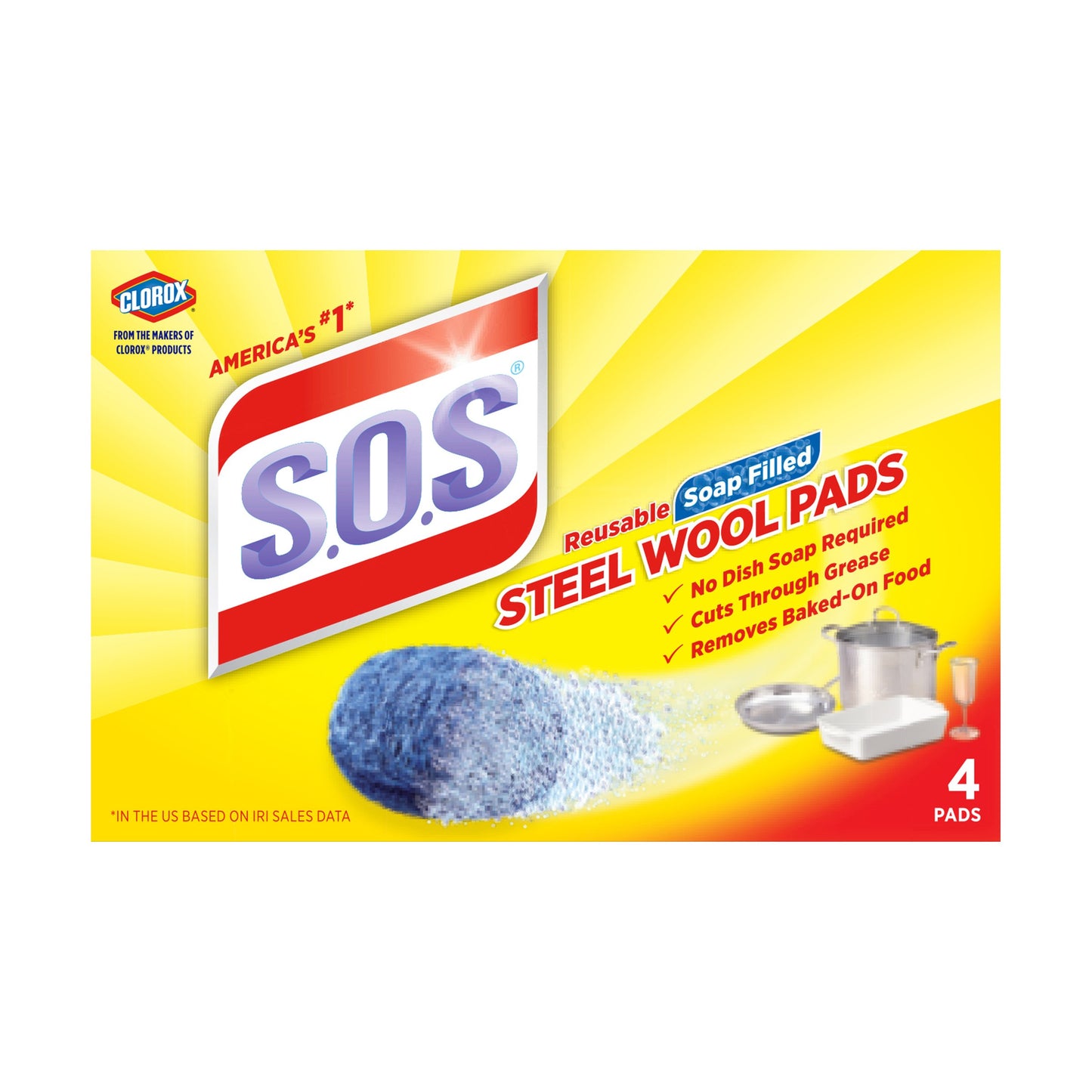 S.O.S Reusable Soap Filled Steel Wool Pads (4 Pads) - Papaya Express