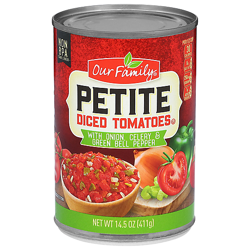 Our Family Petite Diced Tomatoes W/ Onion, Celery and Green Bell Pepper (14.5 oz) - Papaya Express