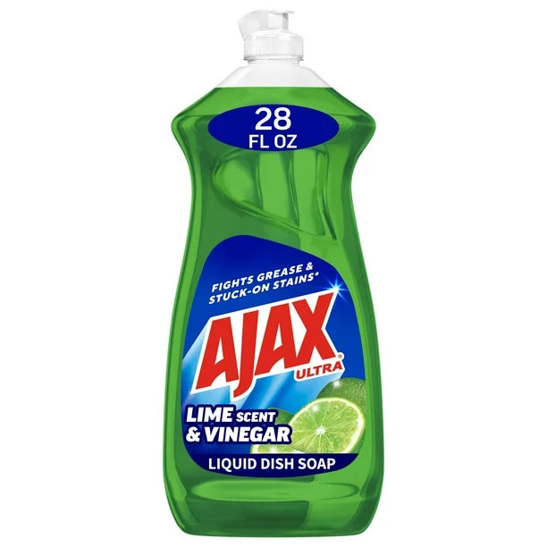 Ajax Ultra Dishwashing Liquid Dish Soap Super Degreaser with Lime & Vinegar Scent (28 oz) - Papaya Express
