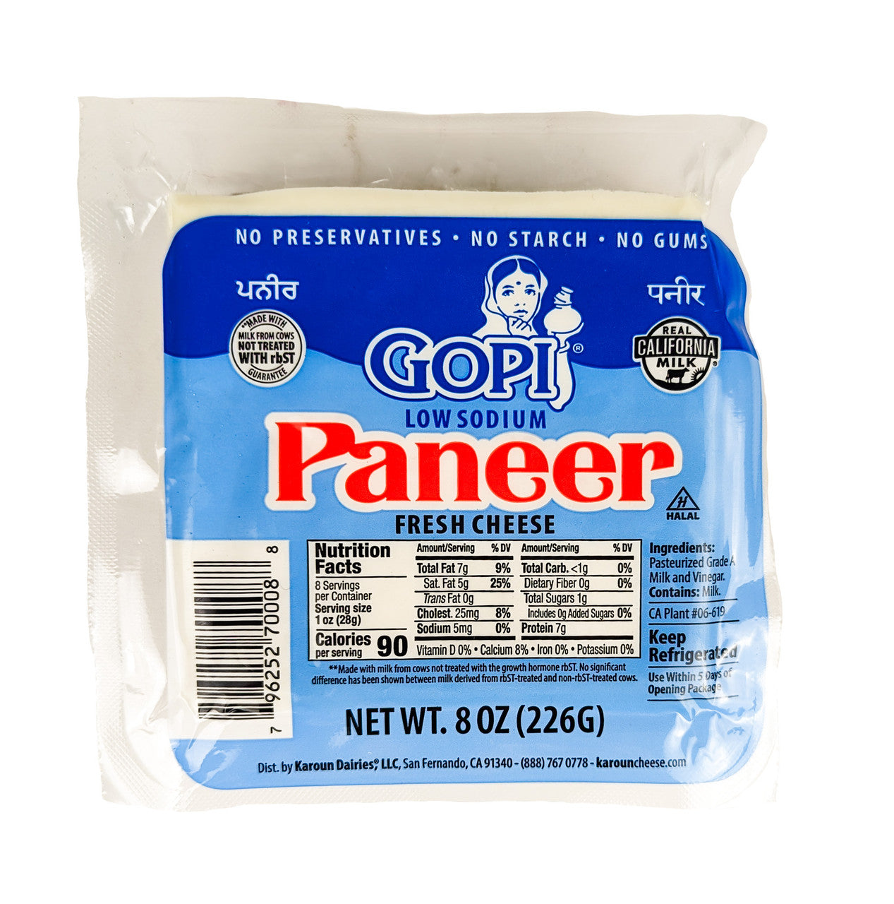 Gopi Paneer Fresh Cheese Low Sodium (8oz) - Papaya Express