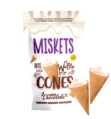 Miskets Bite Size White Chocolate Waffle Cones (100g) - Papaya Express
