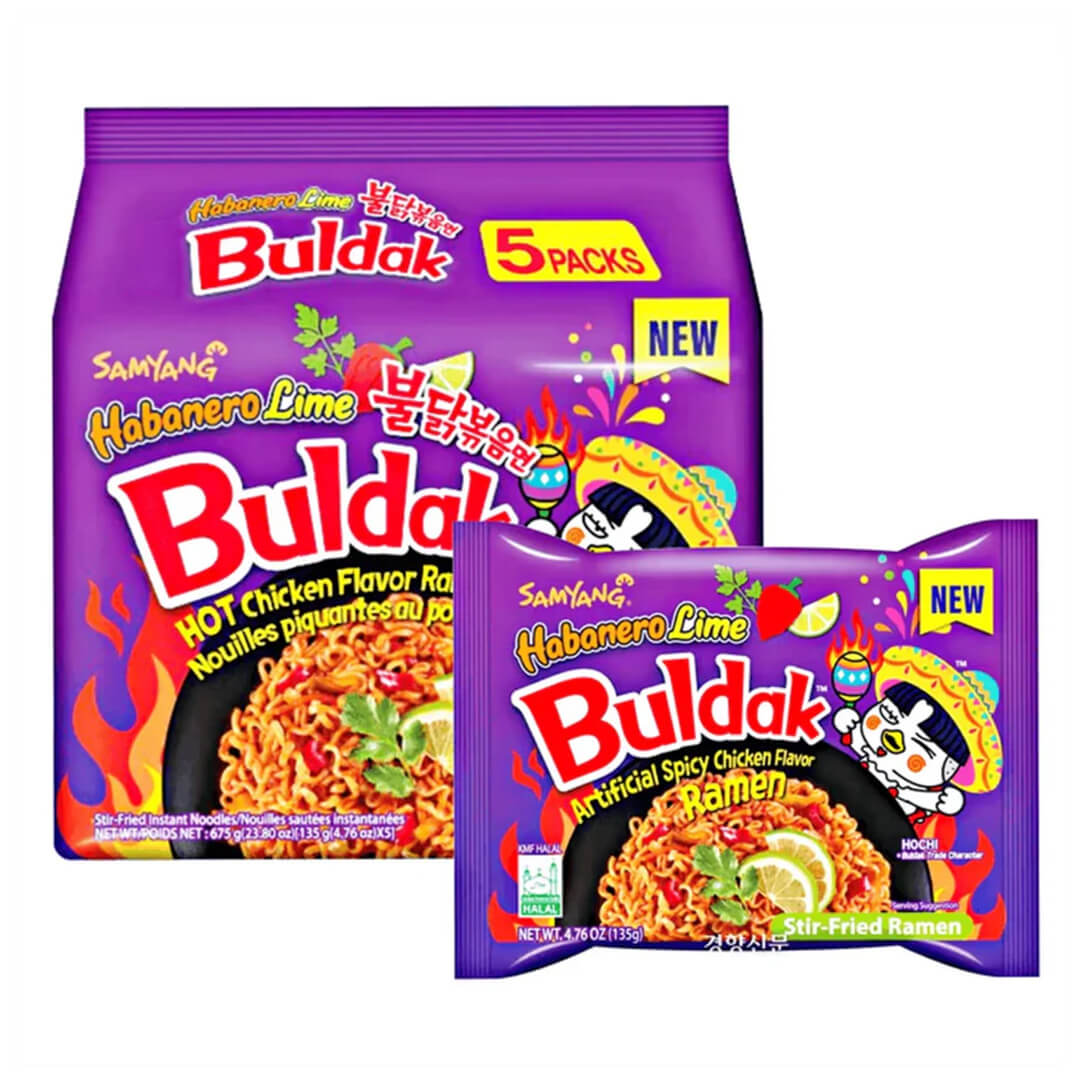 Samyang Buldak Habanero Lime Hot Chicken Flavor Instant Ramen Noodles (5pck x 4.5oz) - Papaya Express