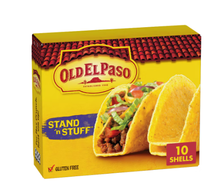 Old El Paso Gluten Free Vegan Stand 'n Stuff Yellow Corn Taco Shells - 4.7oz/10ct - Papaya Express
