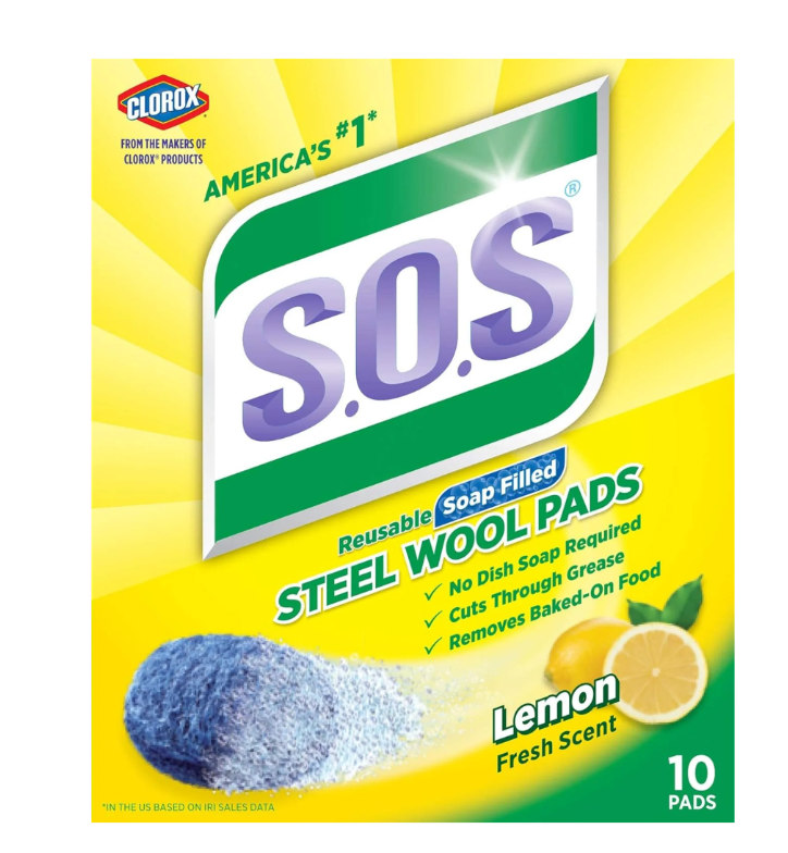 S.O.S Reusable Soap Filled Steel Wool Pads Lemon Scent (10 Pads) - Papaya Express