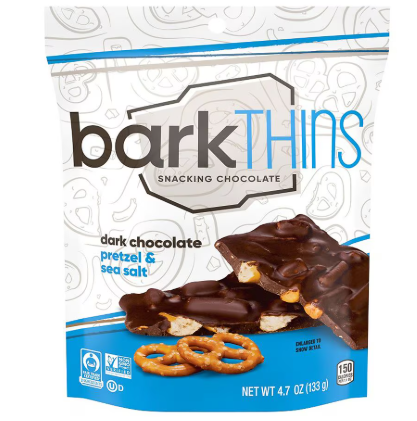 BarkThins Dark Chocolate Pretzel and Sea Salt Snacking Chocolate Bag (4.7 oz) - Papaya Express