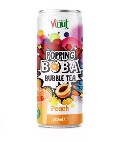 Vinut Popping Boba Bubble Tea Peach (320ml) - Papaya Express