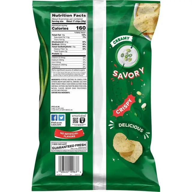 Lay's Sour Cream & Onion Flavored Potato Chips (7.75 oz) - Papaya Express