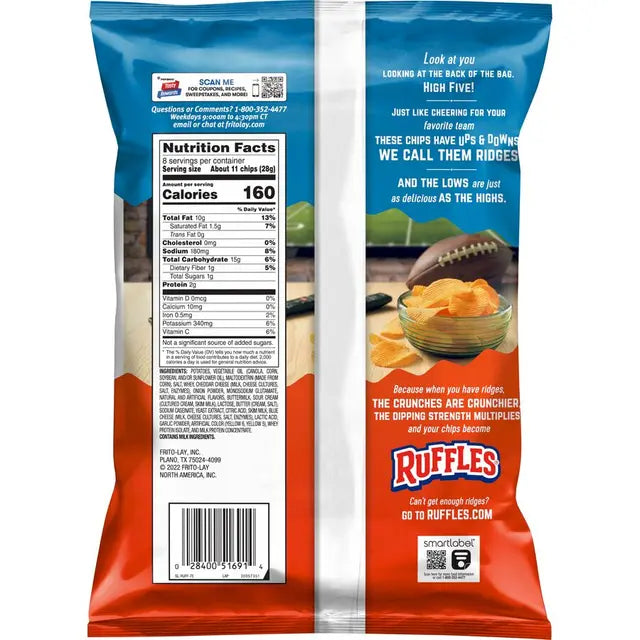 Ruffles Cheddar & Sour Cream Flavored Potato Chips (8oz) - Papaya Express