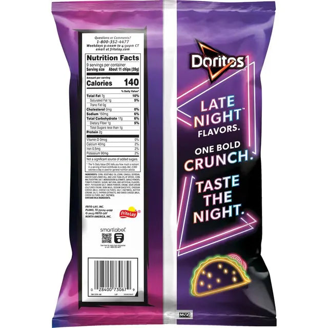 Doritos Late Night Loaded Taco Flavored Tortilla Chips (9 oz) - Papaya Express