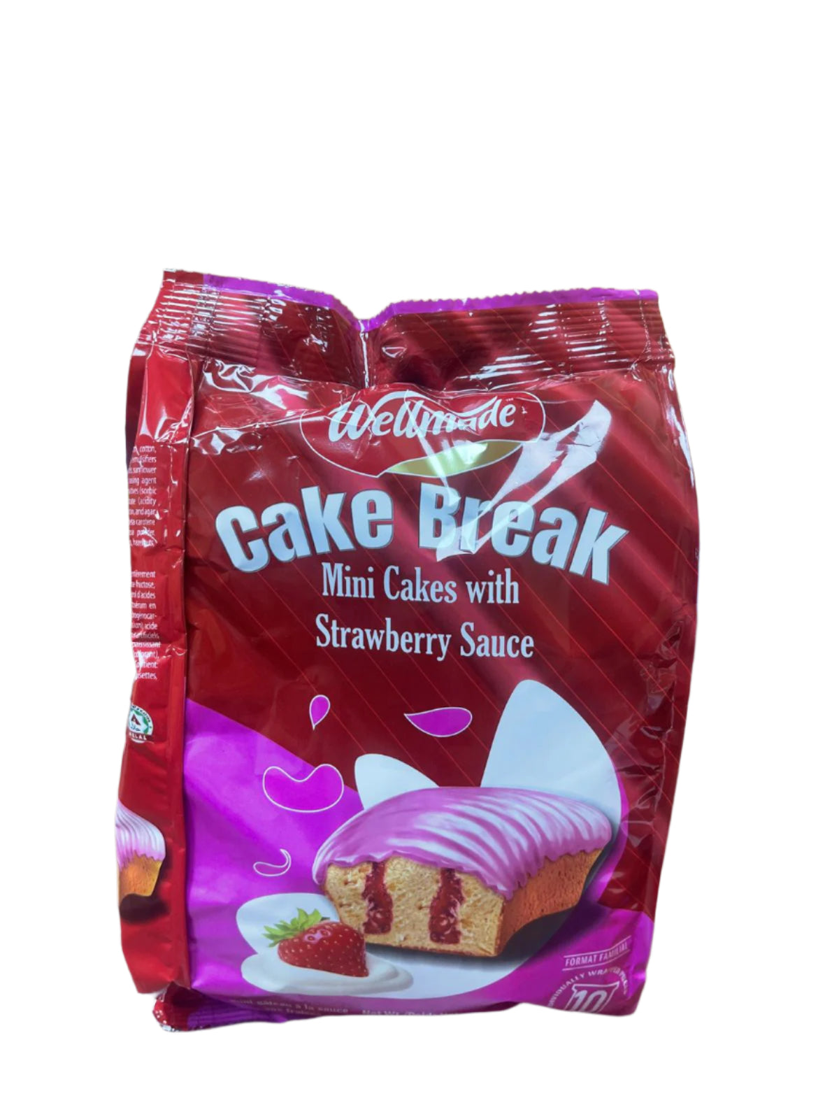 Wellmade Cake Break Mini Cake W/ Strawberry Sauce (10 Pcs)(160g)