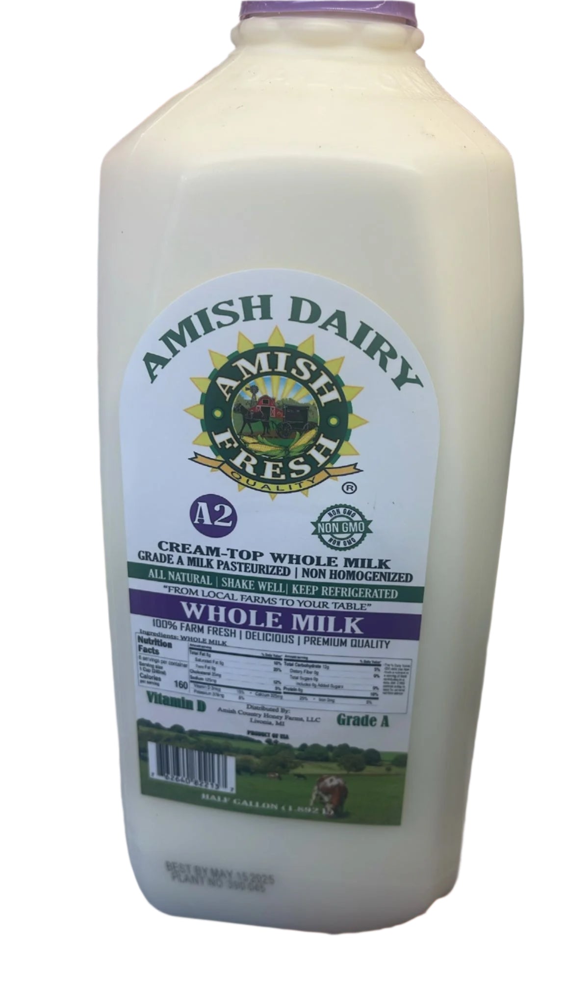 Amish Dairy Whole Milk 1/2 gal