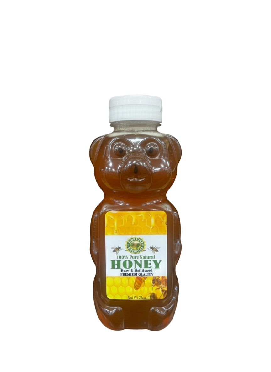 Amish Fresh Pure Natural Honey Raw & Unfiltered Teddy Bear Bottle (24oz) - Papaya Express