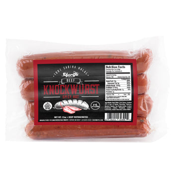 Sharifa Hot Beef Knockwurst (12 oz) - Papaya Express