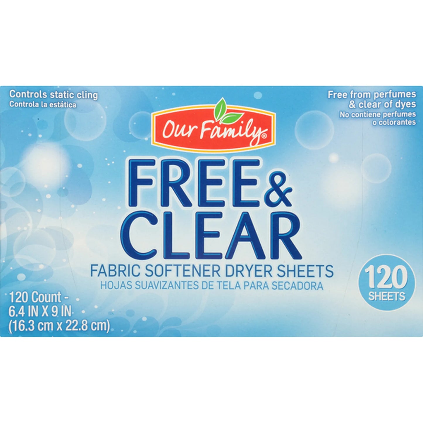 Our Family Free & Clear Dryer Sheets (120 CT) - Papaya Express