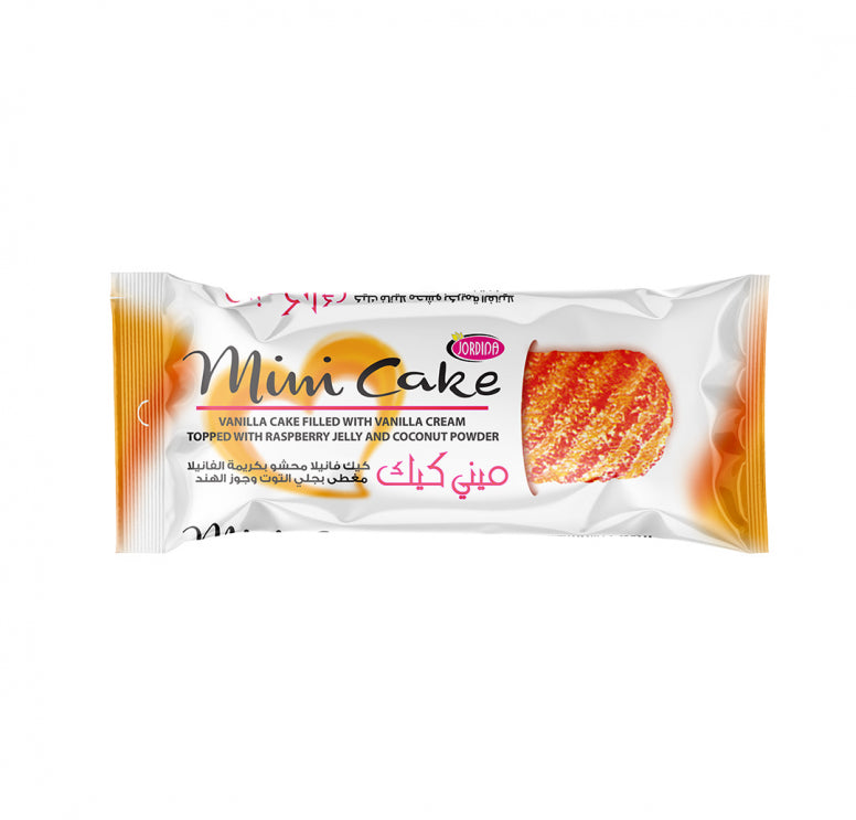 Jordina Mini Vanilla Cake Topped W/ raspberry Jelly and coconut (24pcs)