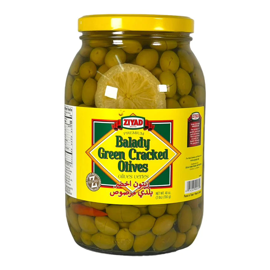 Ziyad Balady Green Cracked Olives (3 lbs) - Papaya Express