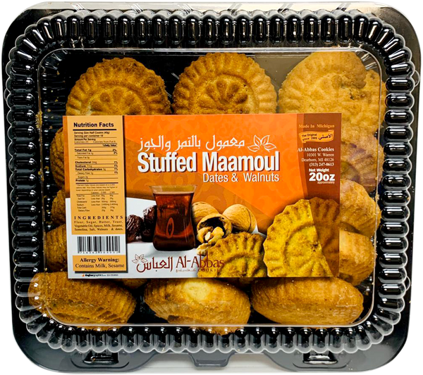 Al-Abbas Cookies Stuffed Maamoul Dates & Walnuts 20oz - Papaya Express