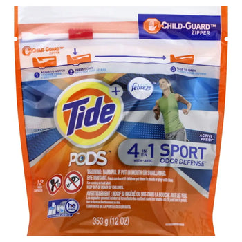 Tide Pods with Febreze Active Fresh Pods Laundry Detergent Pods (12 CT / 11 oz) - Papaya Express