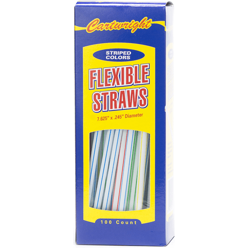 Cartwright Striped Colored Flexible Straws (40ct)