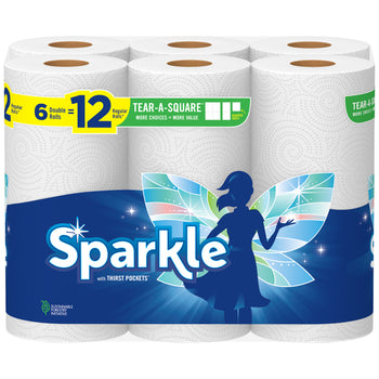 Sparkle Tear-A-Square Double Roll Paper Towels 6 rolls - Papaya Express