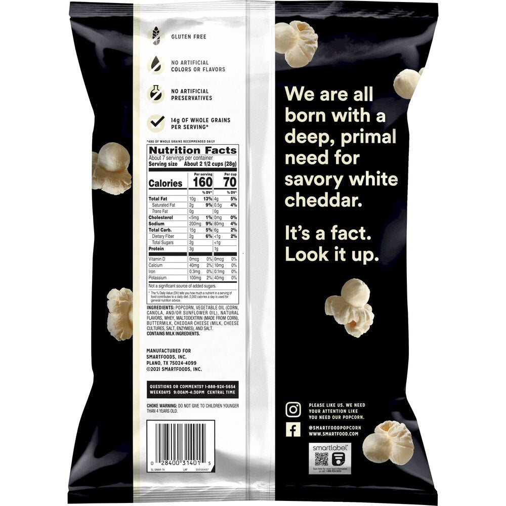 Smartfood Popcorn White Cheddar Flavored (6.75 oz) - Papaya Express