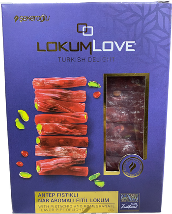 LOKUM LOVE POMEGRANATE PIPE DELIGHT W PISTACHIO(350G) - Papaya Express