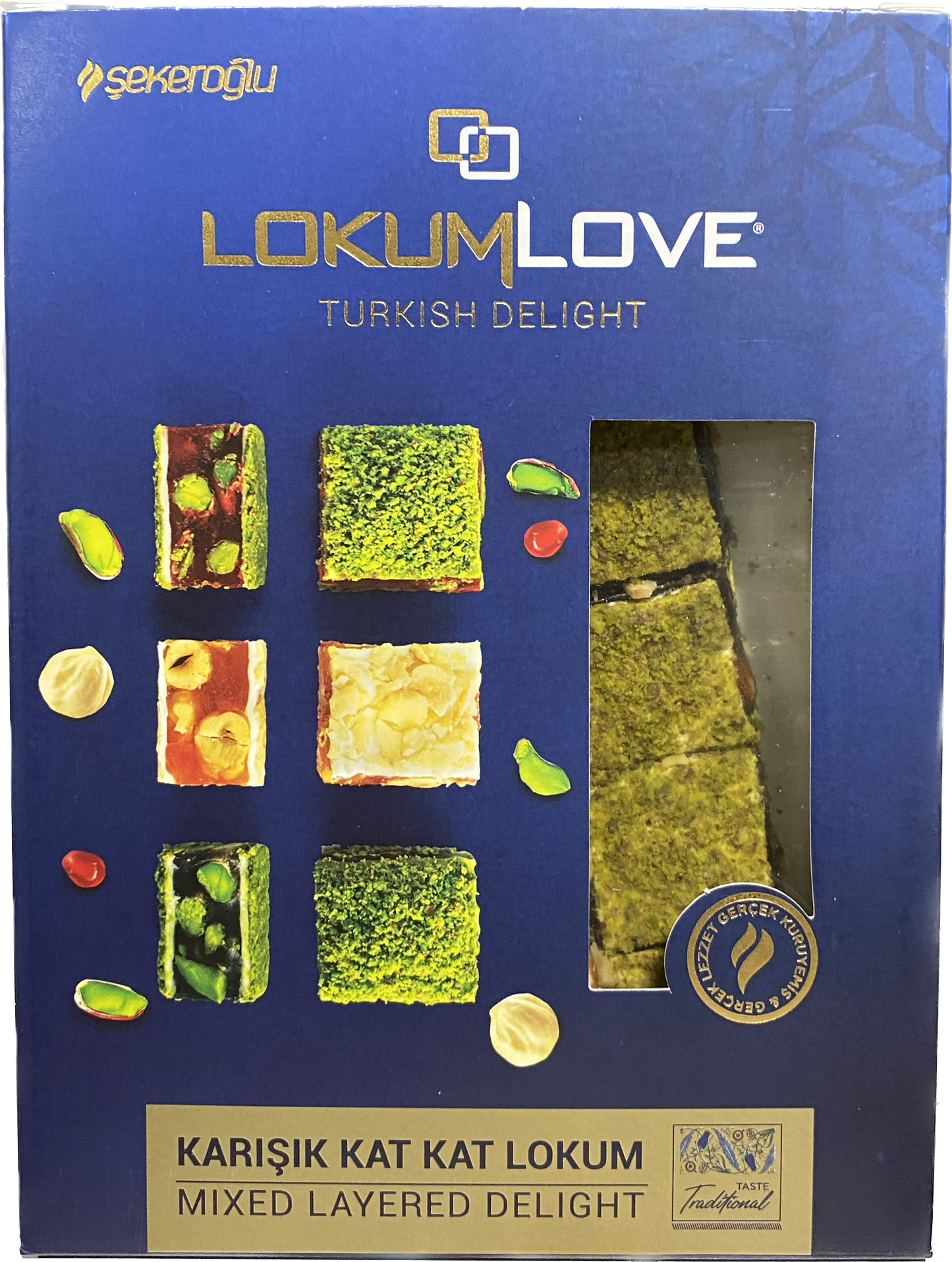 LOKUM LOVE DOUBLE ROASTED DELIGHT W PISTACHIO& POMEGRANATE(450G) - Papaya Express