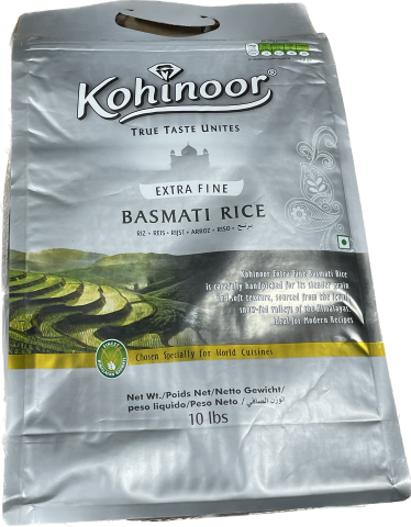 KOHINOOR BASMATI RICE SILVER EXTRA FINE (10LB) - Papaya Express