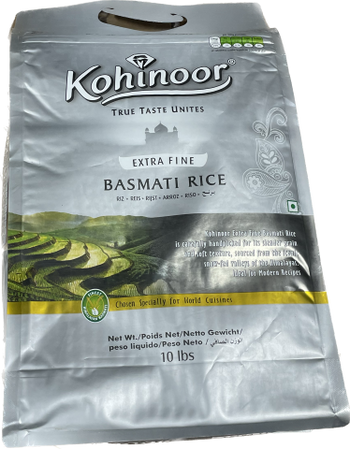 KOHINOOR BASMATI RICE SILVER EXTRA FINE (10LB) - Papaya Express