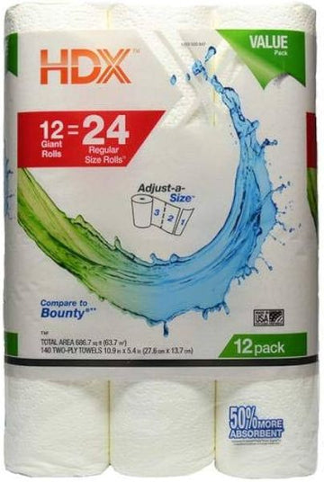 HDX Paper Towels (12 Rolls) - Papaya Express