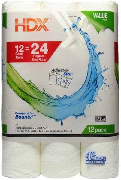 HDX Paper Towels (12 Rolls) - Papaya Express