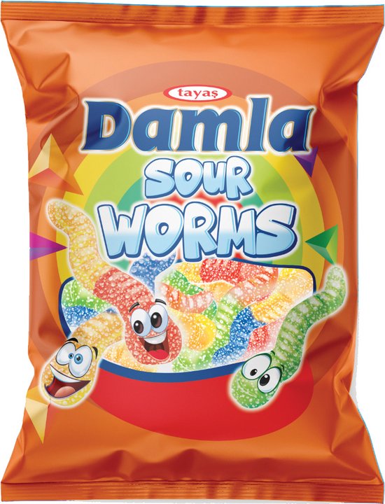 Damla Sour Worms Gummies (80g) - Papaya Express
