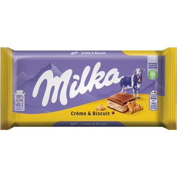 Milka Cream & Biscuit Chocolate Bar (100g) - Papaya Express