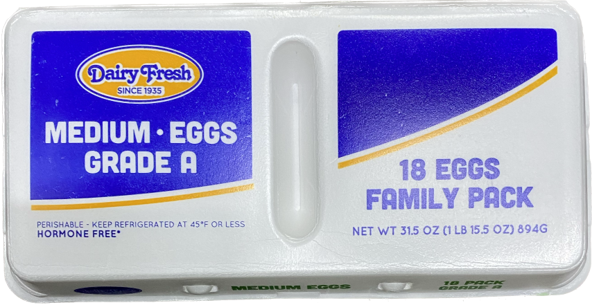 DAIRY FRESH MEDIUM GRADE A EGGS (18CT)