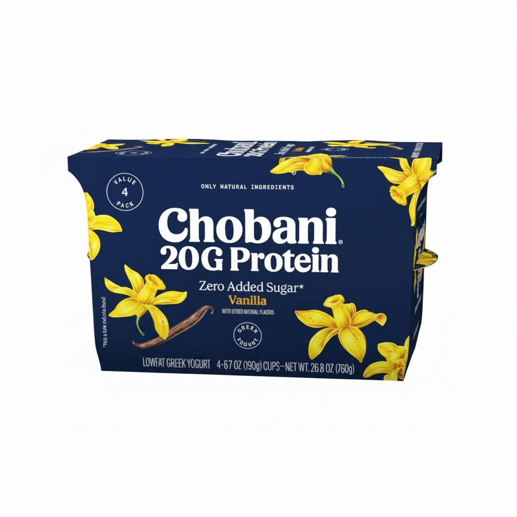 Chobani Zero added sugar vanilla yogurt (20g protein ) 4CT
