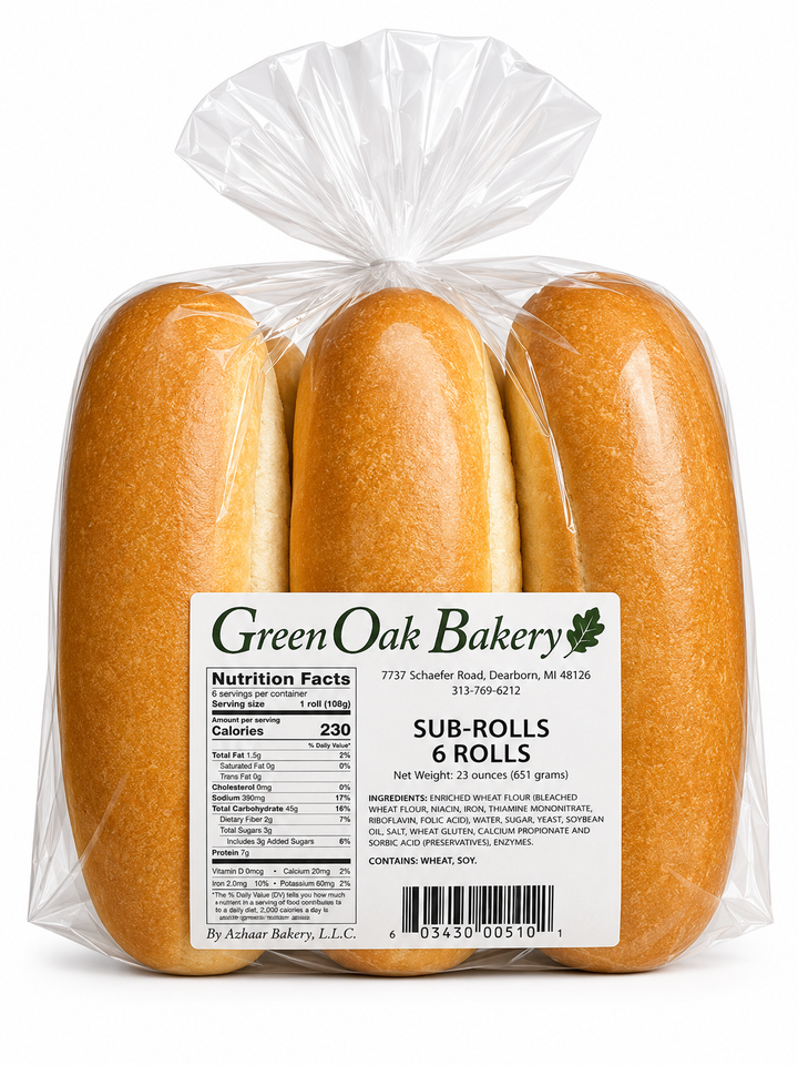 Green Oak Bakery Sub Rolls (6ct)