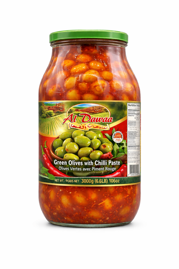 Al Dayaa Green Olives w/ Chili Paste (3000g) - Papaya Express