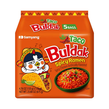 Samyang Buldak Taco Spicy Ramen Noodles (5ct) - Papaya Express