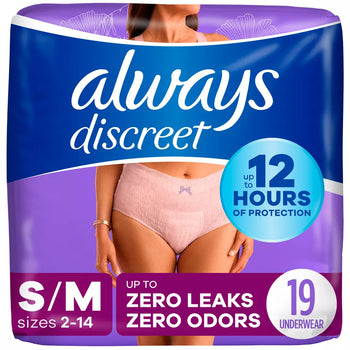 Always Discreet Adult Postpartum Incontinence Underwear for Women - Maximum Protection (19 Pads) - Papaya Express