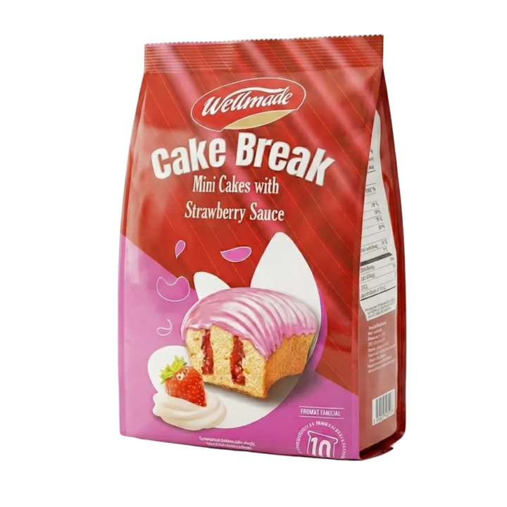 Wellmade Cake Break Mini Cake W/ Strawberry Sauce (10 Pcs)(160g)