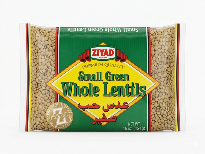 Ziyad Small Green Whole Lentils (16 oz) - Papaya Express